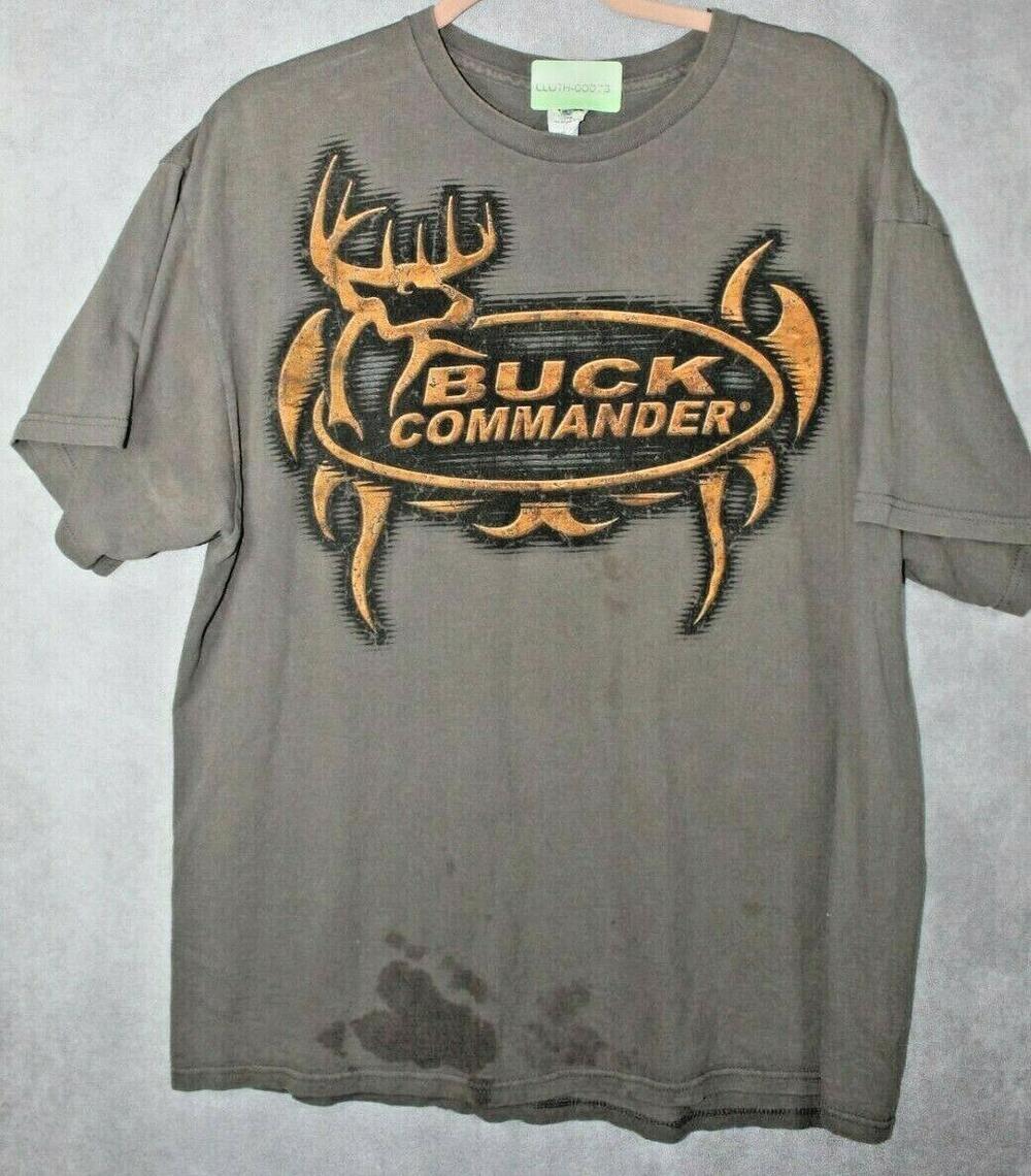 Buck Commander Shirt Mens XL Gray Short Sleeve Graphic Cotton Preshrunk Hunting